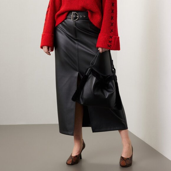 Plus Size Faux Leather Maxi Skirt - Picture 1 of 4